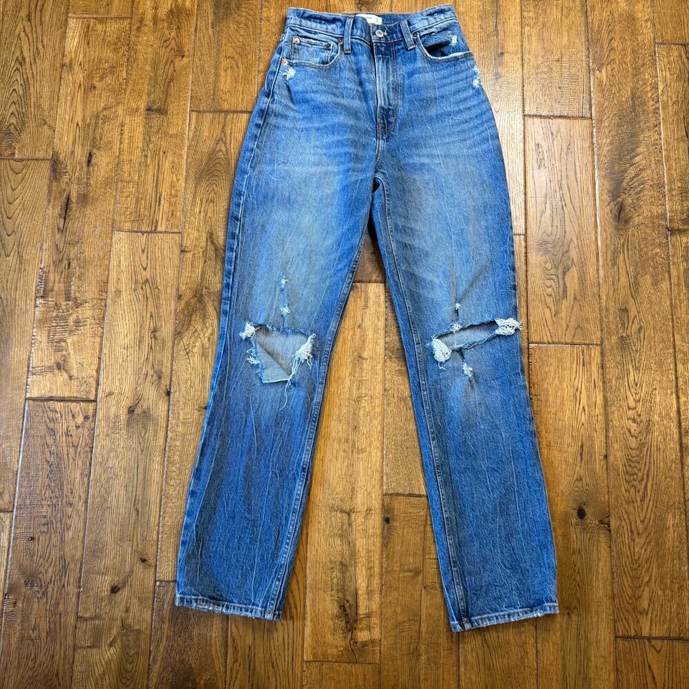 Abercrombie Fitch Jeans Sz 25/0 Med Wash 90s Straight Ultra High Rise Curve Love